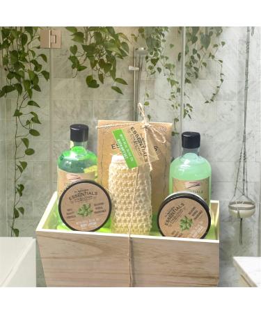 Gift Sets for Bath Spa Shower |6-piece wellness set|260ml shower gel 260ml bubble bath 300g bath salt 50ml body scrub 50ml body lotion sisal pad feature: In wooden Basket. - Buy Online on GoSupps.com