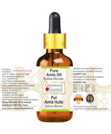 Greenwood Essential Pure Amla Oil (Emblica officinalis) with Glass Dropper Premium Therapeutic Grade for Hair, Skin & Aromatherapy 50ml (1.69 oz) 50ml (1.69 Ounce) With Glass Dropper - Buy Online on GoSupps.com