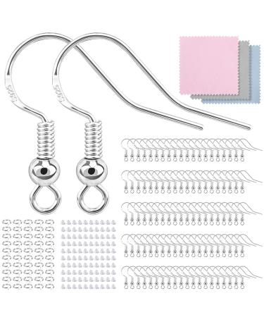 100 PCS/50 Pairs Earring Hooks, 925 Silver-Plated Hypoallergenic Earring Hooks for Jewelry Making, 300 PCS Upgraded Earring Making kit, Earring Making Supplies with Earring Backs and Jump Rings - Buy Online on GoSupps.com