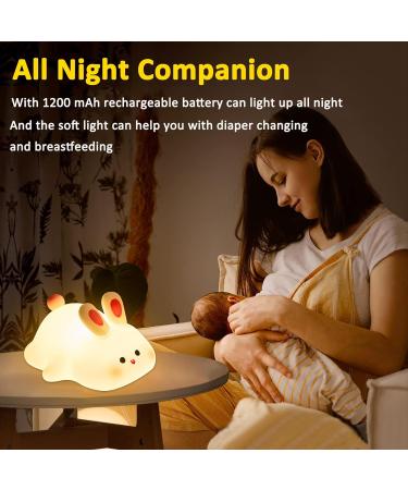OkiyiD Bunny Night Light - Cute Rabbit Lamp for Nursery, Touch Control, Dimmable, Rechargeable - Perfect Birthday Gift for Boys and Girls - Buy Online on GoSupps.com