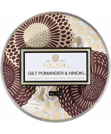 Buy Voluspa Gilt Pomander & Hinoki Candle Mini Tin (4 Oz) | 25 Hour Burn | All Natural Wicks & Coconut Wax | Vegan Friendly | International Shipping Available - Buy Online on GoSupps.com