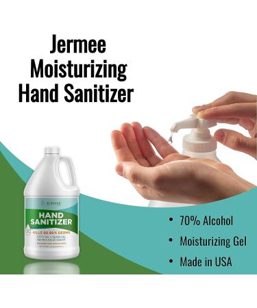 JERMEE 70% Alcohol Hand Sanitizer Gel - 1 Gallon | Kills 99.99% Germs | Vitamin E & Aloe Vera | Made in USA - Buy Online on GoSupps.com