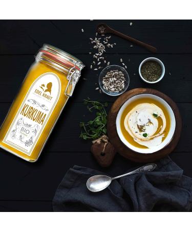 Organic Turmeric Powder - Noble Herb 100% Pure Curcuma in Premium Glass | Perfect for Smoothies Golden Milk & More - 125g - Buy Online on GoSupps.com