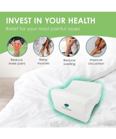 Cushy Form Knee Pillow for Side Sleepers - Orthopedic Wedge Leg Pillow for Sleeping, Hip & Lower Back Pain - Memory Foam Cushion, Washable Cover & Travel Bag - White - Buy Online on GoSupps.com