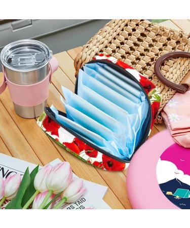 Portable Red Flower Storage Bags for Women - Menstrual Pads Tampons & Bandages - Multicolored Organizers for School & Office - Buy Online on GoSupps.com