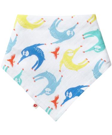 Piccalilly Muslin Bandana Baby Bib + Burp Cloth | Multi-functional two-way design | Soft absorbent organic cotton | Unisex sloth print for baby girl or boy