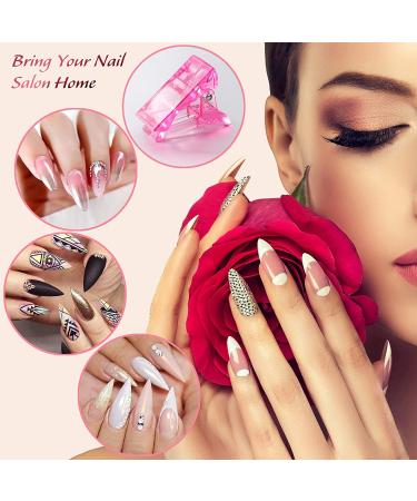 MIKIMIQI Dual Nail Forms Set - Poly Gel Kit with 120 Stiletto Nail Molds, 10 Pink Acrylic Nail Tips Clips, Dual-Ended Gel Brush, Nail File for Polygel Extension - Buy Online on GoSupps.com
