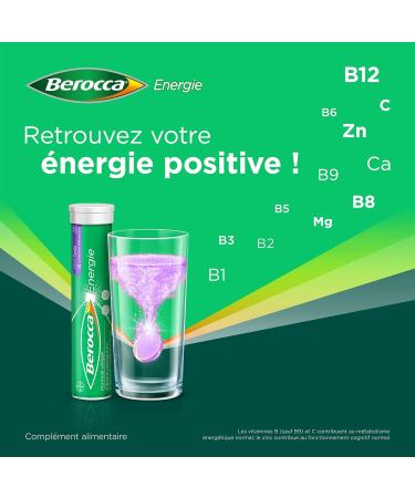 Berocca Cassis Energy - Multivitamins and Minerals - Vitamin C B3 B5 B1 B12 Magnesium and Zinc - Dietary Supplement - Helps Reduce Fatigue - 2 x 45 Effervescent Tablets - Buy Online on GoSupps.com