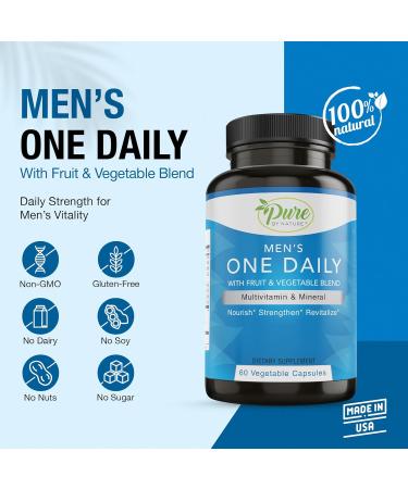 Pure By Nature One Daily Multivitamin for Women & Men Bundle Pack Multi Vitamins and Minerals Supplement for Immune Support with Vitamin B12 Gluten-Free & Non-GMO Each with 60 Veggie Capsules - Buy Online on GoSupps.com
