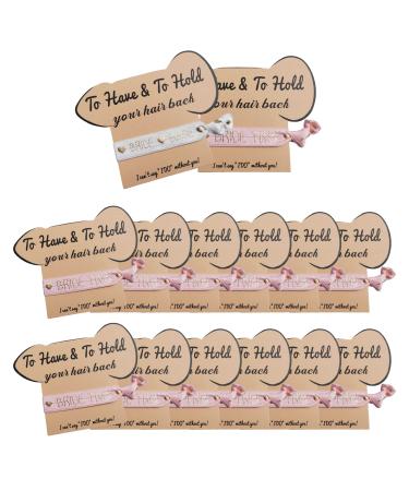 Bachelorette Party Favors 14 Pack Hair Ties Party Supplies for Bride and Bridesmaids Hair Accessories for Bridal Shower and Wedding Decorations White Rose Gold Hair Bands for Pink (P 14Pack Pink White 1Hair Ties)