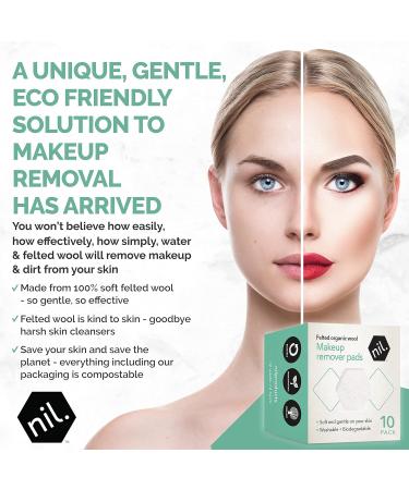 NIL Washable Makeup Remover Pads - Eco-Friendly Zero Waste Wipes for Gentle Cleansing - 10 Reusable Woolen Pads for Eyes Face & Lips - Buy Online on GoSupps.com