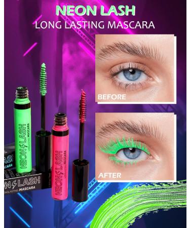 UV Glow Colored Mascara Volume and Length-2Pcs Blue Purple Colorful Neon Mascara for Eyelashes Waterproof Smudge-proof Long Lasting Non Clumping Curling Mascara for Halloween Christmas Parties-05+06 05+06# - Buy Online on GoSupps.com