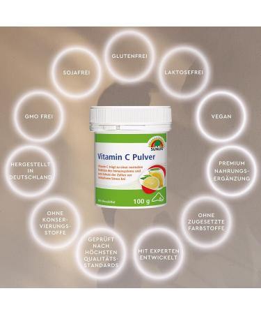 Sunlife Vitamin C Powder 100g - High Dose Pure L-Ascorbic Acid with Lemon Taste - Immune Support & Cell Protection Dietary Supplement - Includes Measuring Spoon - Buy Online on GoSupps.com