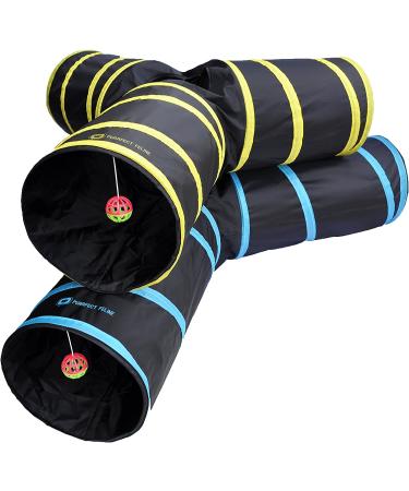 Purrfect Feline 3-Way Cat Tunnel and Crinkle Toy with Ball - Interactive Cat Toy for Indoor Cats, Ferrets, Rabbits, and Small Dogs - Large Blue - Buy Online on GoSupps.com