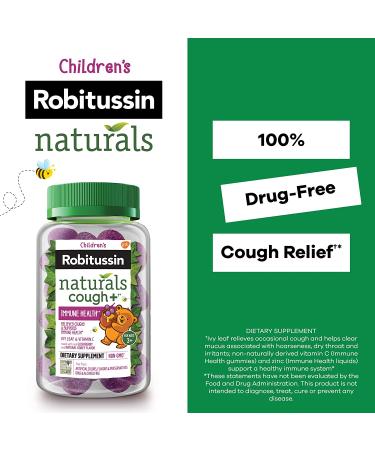 Children's Robitussin Naturals Cough Relief Gummies | Immune Support with Ivy Leaf & Vitamin C | 30ct Dietary Supplement | Ages 3 - Buy Online on GoSupps.com