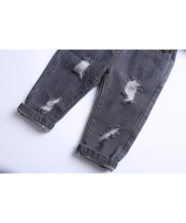 KIDSCOOL SPACE Baby Boy/Girl Jean Overalls Toddler Ripped Denim Workwear Black-2079 18-24 Months - Buy Online on GoSupps.com