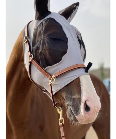 TGW Riding Horse Fly Mask - Super Comfort Elastic Fly Mask with Ears (Medium Light Grey) for Optimal Insect Protection - Buy Online on GoSupps.com