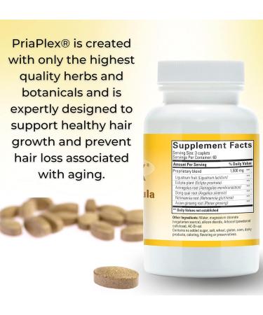 PriaPlex Natural Hair Growth Supplement for Men and Women - Supports Healthy Hair Regrowth - 180 Caplets - Buy Online on GoSupps.com