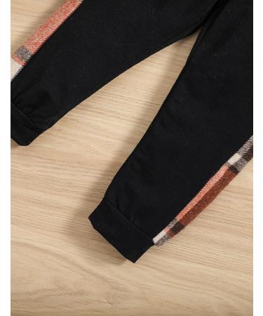 Qiraoxy Toddler Baby Boy Plaid Hoodie Sweatshirt Outfit Set, 1-2 Years Brown - Buy Online on GoSupps.com