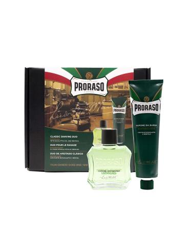 Proraso Classic Shaving Kit for Men, Gift Box with Shaving Cream & After Shave Balm in Original Refresh Formula for All Skin Types