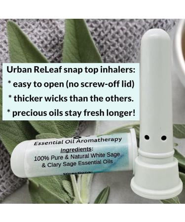 Urban ReLeaf Sage Essential Oil Inhalers Set of 2 - Pure White & Clary Sage | Alcohol-Free Made in USA Pocket Size Aromatherapy - Buy Online on GoSupps.com