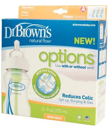 Dr. Brown's Options Wide Neck Bottle 9 oz 3 Pack - Clear - Buy Online on GoSupps.com