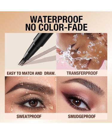 Eyebrow Pencil upgraded 4 Fork Tip Precise Eyebrow Pencil 3D Waterproof and Sweatproof Microblading Eyebrow Pencil Contouring Pencil Eyebrow Makeup for Long-Lasting Natural Look (3 Black) Black 3 - Buy Online on GoSupps.com