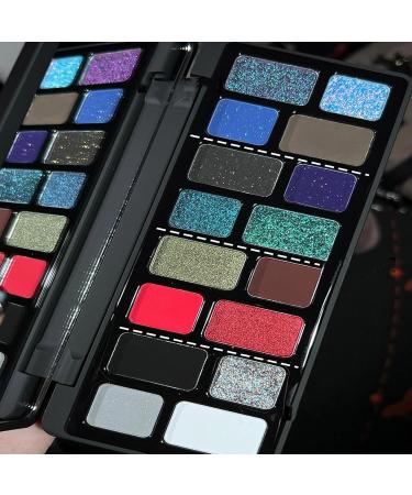 Smokey Eyeshadow Makeup Palette 16 Colors Cool Tone Shimmer Matte Metallic Long Lasting Waterproof Blendable Black Red Green Blue Glitter Neutral Holographic  - Buy Online on GoSupps.com
