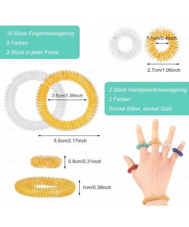 Tonyg-P 12-Piece Massage Ring Set | Acupressure Rings for Stress Relief & Relaxation | Anti-Stress Finger Massagers for Adults & Adolescents | International Shipping Available - Buy Online on GoSupps.com