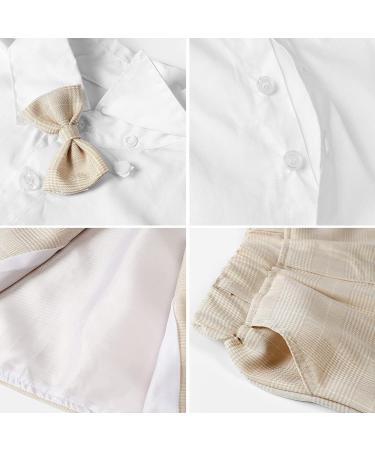 Mintgreen Baby Boys 4-5 Years Gentleman Suit Set with Shirt, Bowtie, Waistcoat & Shorts | Size 1-6 Years | Khaki - Buy Online on GoSupps.com
