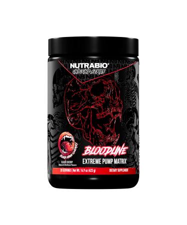 NutraBio Bloodline-Pump Pre Workout Pump Matrix-L-Citrulline Glycerol PeptiPump-NO Booster Extreme Vascularity & Blood Flow Hydration Non Stim PreWorkout Caffeine Free-Blood Moon Cherry-20 Servings