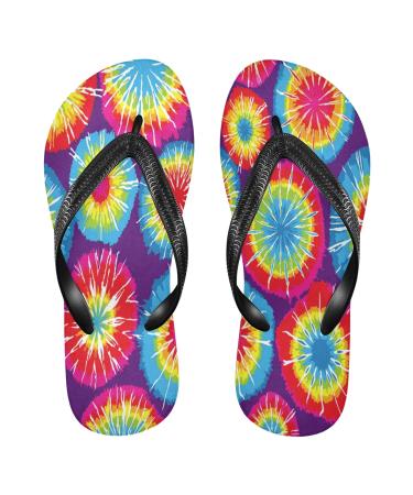 Mnsruu Round Tie Dye Flip Flops for Home Hotel Spa Bedroom Travel XS for Men Women