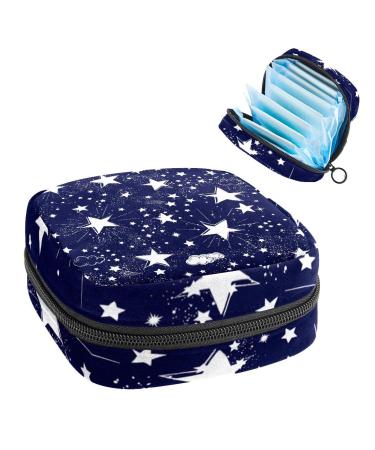 Women's bonds storage pockets still pad stars dark blue star blue starry sky portable period kit pocket feminine product bag for women girls color2