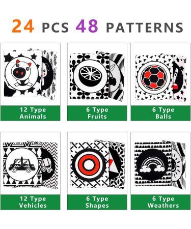 Black and White Soft Flash Cards - Educational Fabric Baby Activity Crinkle Set with Storage Bag - Ideal for Infant Boys and Girls - Non-Toxic, Perfect for Baby Shower - Buy Online on GoSupps.com