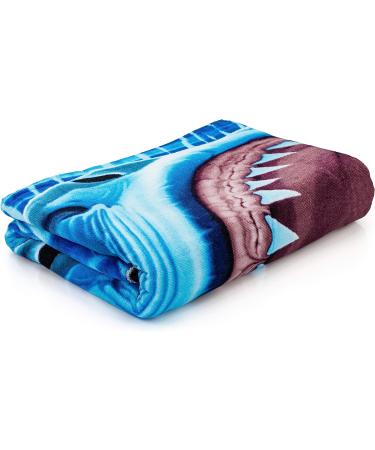 Dawhud Direct Great White Shark Beach Towel - 30 x 60 Super Soft Plush Cotton Towel for Boys and Shark Lovers - Buy Online on GoSupps.com
