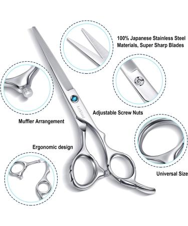 Aethland Professional Hair Cutting Scissors Kit - 6.5 inch Japanese 9CR SS Shears for Barber Hairdressing - Trimming, Shaping, Grooming, Thinning - Men, Women, Pets - Home Salon Quality - Buy Online on GoSupps.com
