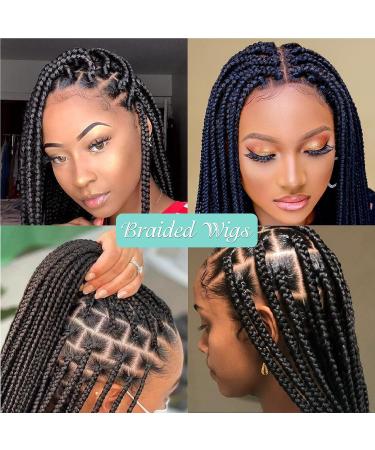 Humistwbiu Full Double Lace Front Box Braid Wig 36 Inch for African American Women - Lightweight Synthetic Hand Braided Wig with Baby Hair - Japan-made - Black (1B) - Buy Online on GoSupps.com
