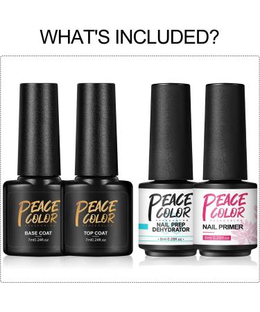 PEACECOLOR 7ML Base and Top Coat 8ML Nail Prep Dehydrator and Primer Kit Shine Glossy Finish and Long Lasting Gel for DIY Nail Art Design at Home Beauty Gifts color 199 - Buy Online on GoSupps.com