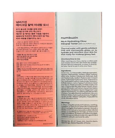 numbuzin No.4 Hydrating Glow Mineral Toner - Deep Hydration & Glowy Skin | Thermal Water Hyaluronic Acid Niacinamide | Gentle Exfoliation & Makeup Booster | 6.76 Fl Oz - International Shipping Available - Buy Online on GoSupps.com