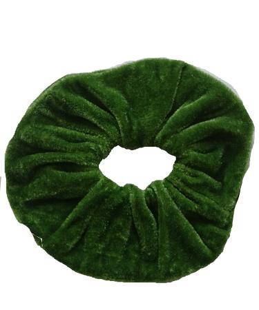 Aadya Pair of Extra Large (15CM) Velvet Hair SCRUNCHIES Elastic Scrunchy Hair BOBBLES (26 Choice of Colors) (Parrot Green)
