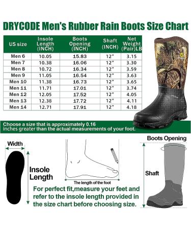 DRYCODE Rubber Boots for Men  4.5mm Neoprene Mid Calf Rain Boots  Durable Waterproof Hunting Boots(Black & Brown & Camo  Size 6-14) 6 Camo Reed Grass - Buy Online on GoSupps.com