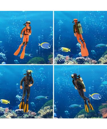 BEKECIDI 2-Pack Aquarium Decorations - Small Divers & Floating Trailer for Creative Sea Landscape - Blue & Orange - Buy Online on GoSupps.com