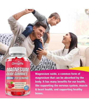 2 Pack Magnesium Oxide Gummies 400mg Chewable Magnesium Oxide Supplement for Adults & Kids Nerve & Muscle Support Vegan Raspberry Flavor 120 Count 120 Count (Pack of 1) - Buy Online on GoSupps.com