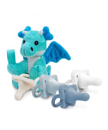 Dr. Brown's Baby Lovey Pacifier Holder & Teether Clip Soft Plush Stuffed Animal Dragon Pacifier Tether with Four-Piece HappyPaci Pacifier 100% Silicone 0-6m