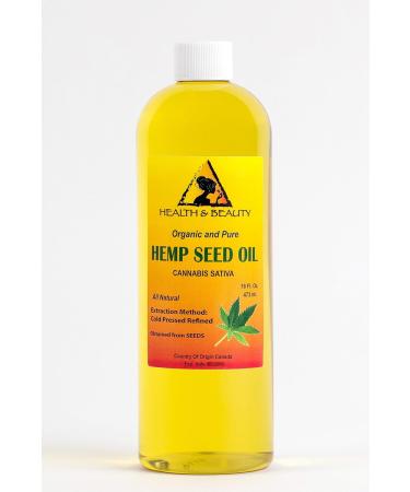 Hemp Seed Oil Refined Organic Carrier Cold Pressed Pure 16 oz 473 ml - Buy Online on GoSupps.com