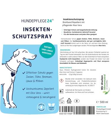Dog Care24 Case Spray - Effective Flea & Tick Protection for Dogs & Cats with Geraniol & Aloe Vera - 500ml - Buy Online on GoSupps.com
