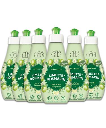 Fit detergent Spice edition lime & rosemary dishwashing detergent liquid biodegradable detergent fit dishwashing detergent sustainable & vegan cardboard 6x 400 ml (2400 ml) lime & rosemary 2400 ml