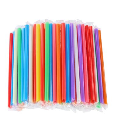 RENYIH 300 Pcs Multi Colors Jumbo Smoothie Straws Boba Straws Plastic Milkshake Straws Disposable Wide-mouthed Large Individually Wrapped Straws(0.43" Wide X 9.45" Long) 300PCS(Individually Wrapped)