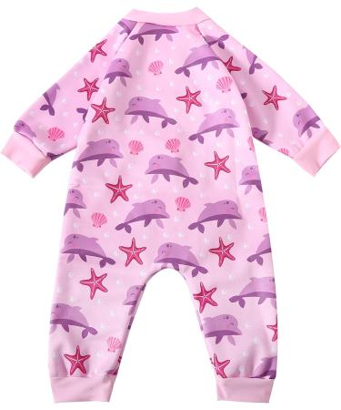 Swimbubs Baby Swimming Warm Suit | Boys Fleece Lined Wetsuit | Girls Swimsuit 3-6 Months | Pink Dolphin - Buy Online on GoSupps.com