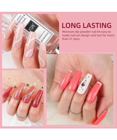 Morovan Dip Powder Nail Kit Starter - 8 Colors Dipping Powder Set for Salon-Worthy Nails at Home - A-Glitter Red Brown - Buy Online on GoSupps.com